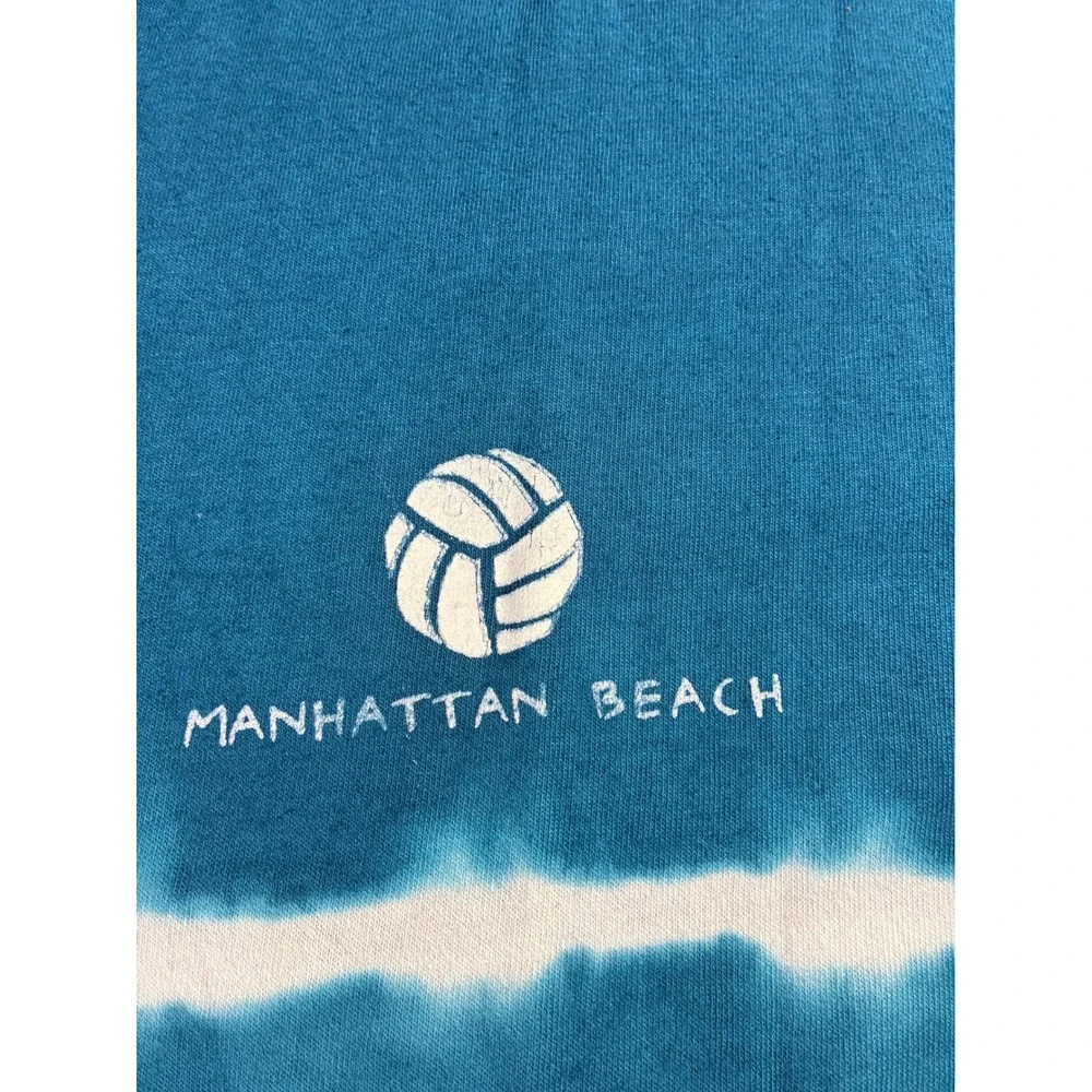 Vintage I Can Too Sport Manhattan Beach Volleyball‎ T-Shirt Teal Single Stitch L